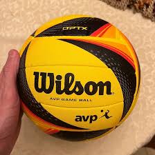 Wilson OPTX AVP Official Game Beach Volleyball – Black/Yellow, Pro Training Ball, High Visibility Outdoor Volleyball