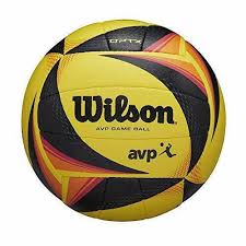 Wilson OPTX AVP Official Game Beach Volleyball – Black/Yellow, Pro Training Ball, High Visibility Outdoor Volleyball